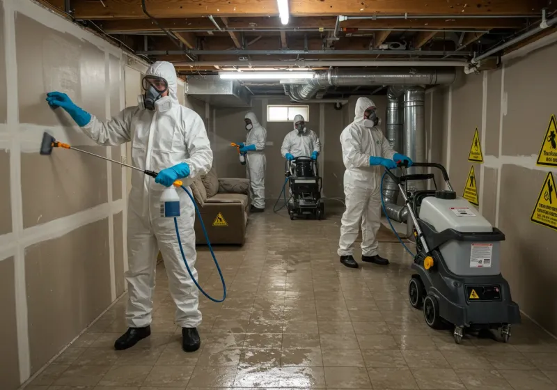 Basement Moisture Removal and Structural Drying process in Coralville, IA